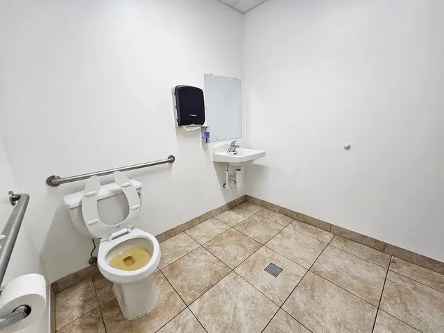 a bathroom with a toilet and a sink