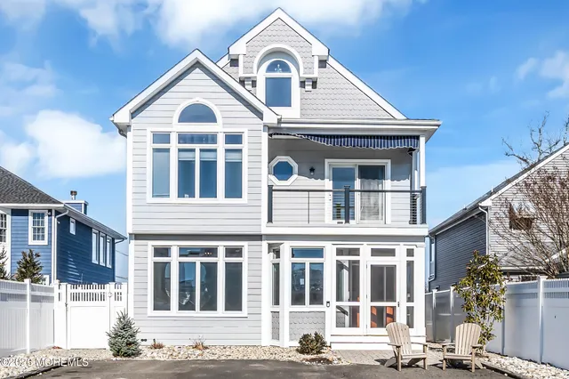 a front view of a large white building