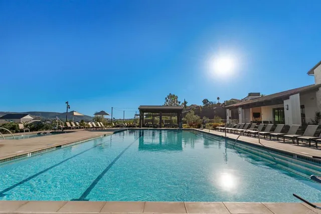 a view of a swimming pool and outdoor space