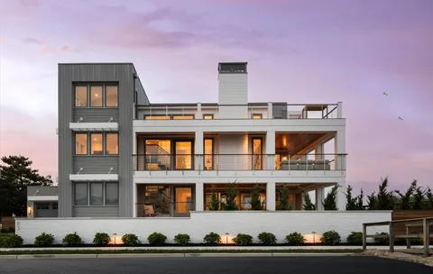 a front view of a building with street view