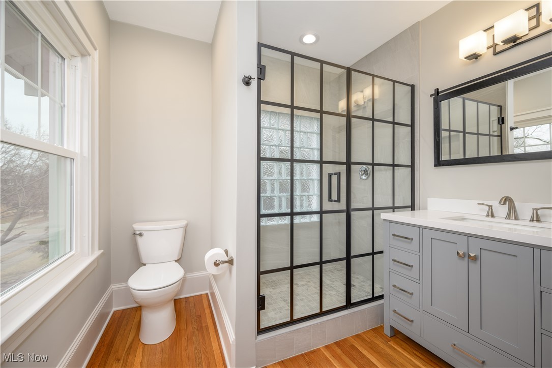 17728 Windward Road Cleveland, OH 44119 - Photo 20 of 32 Bathroom featuring wood-type flooring, toilet, and vanity