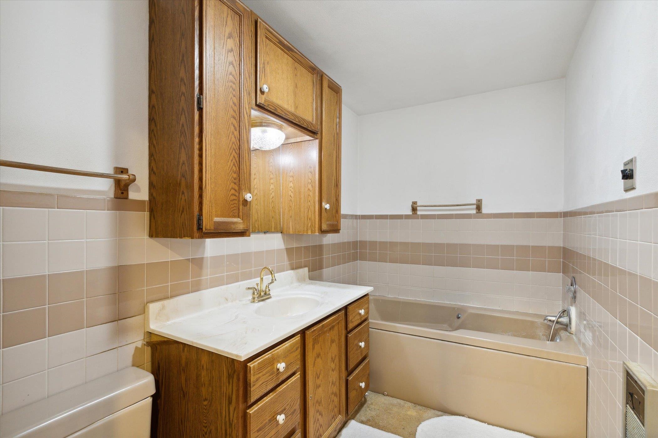 4994 North Unity Road Lena, IL 61048 - Photo 26 of 50 a bathroom with a sink toilet vanity and tub
