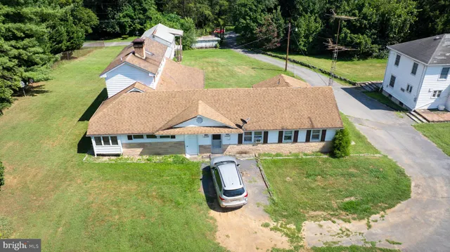 an aerial view of a house