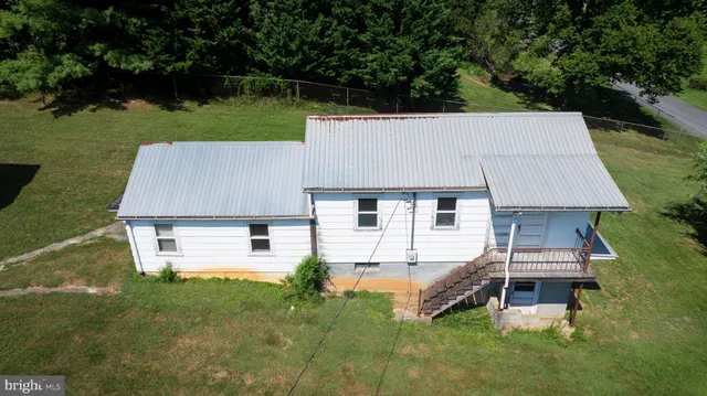 an aerial view of a house