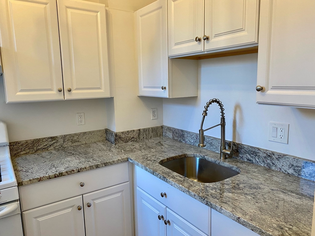 225-227 East Berkeley Street, Unit 4 Boston, MA 02118 - Photo 4 of 10 a kitchen with granite countertop a sink and cabinets
