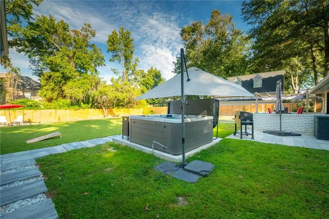 a view of a backyard with a garden