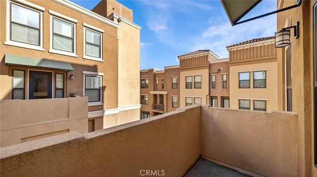 a view of a building from a balcony