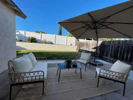 an outdoor space with patio