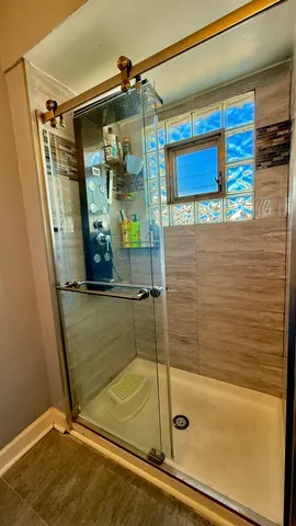a bathroom with a shower