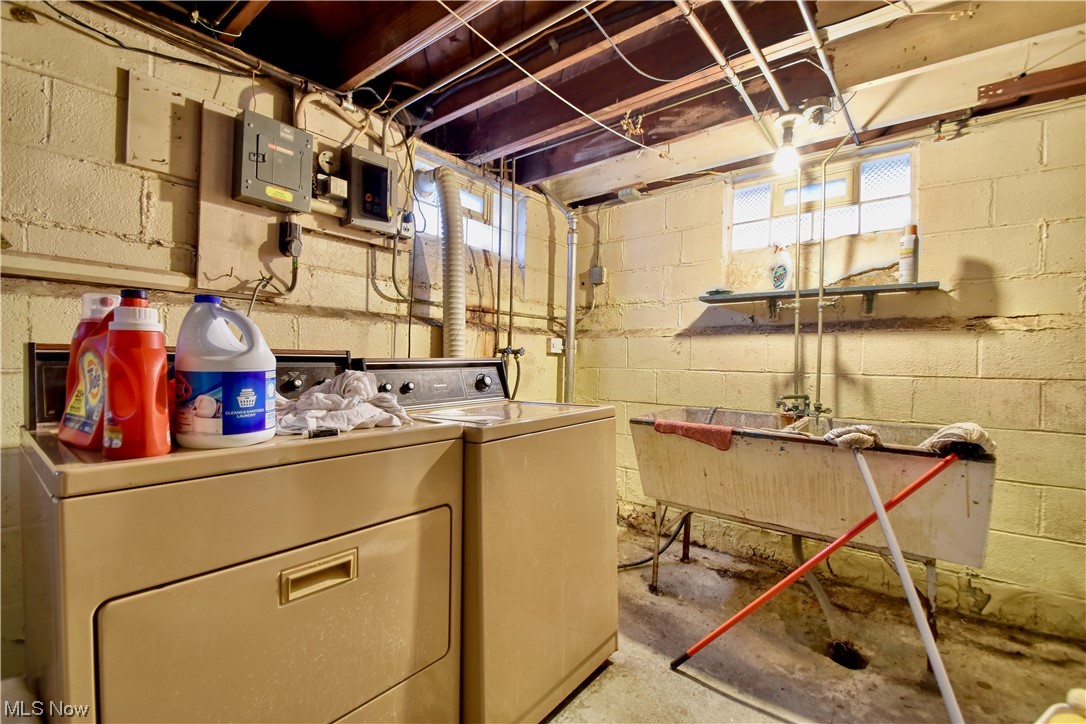 1659 Catalpa Road Cleveland, OH 44112 - Photo 17 of 21 Washroom featuring sink and washing machine and dryer