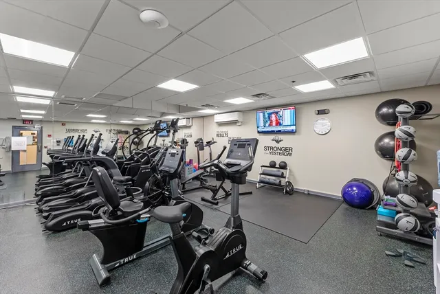 a view of a room with gym equipment