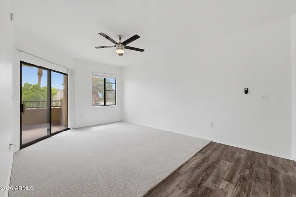 an empty room with windows