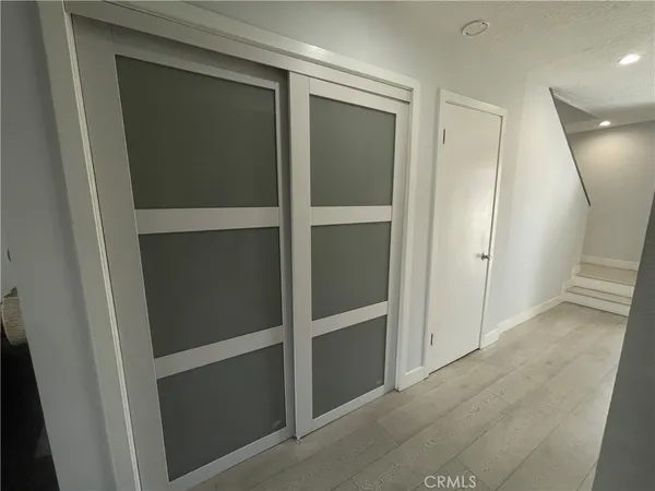 a view of an empty walk in closet