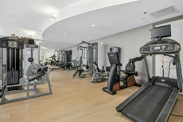 a room with gym equipment