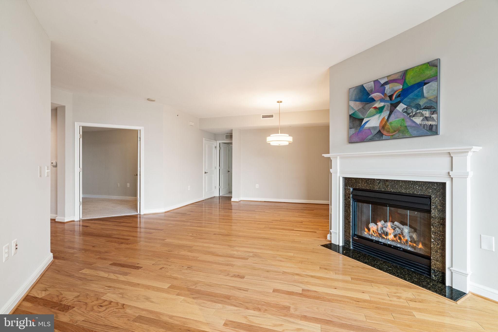 11990 Market Street, Unit 1311 Reston, VA 20190 - Photo 18 of 59 a view of an empty room with wooden floor a fireplace and a window