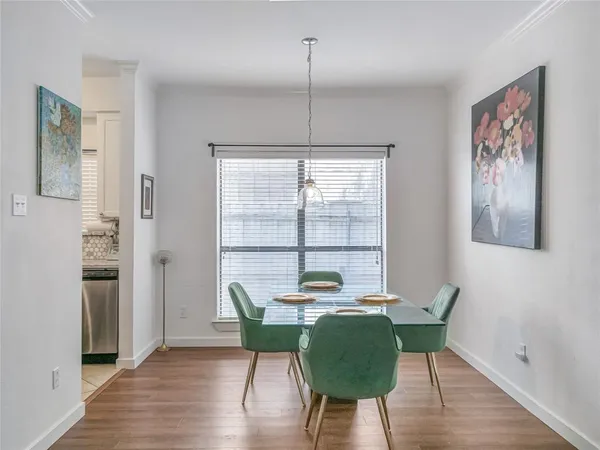a workspace with furniture and a table