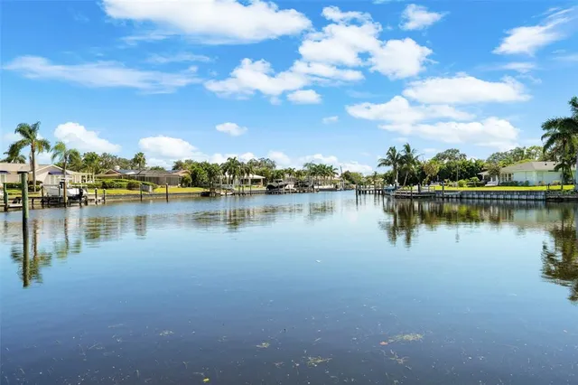 a view of a lake with houses