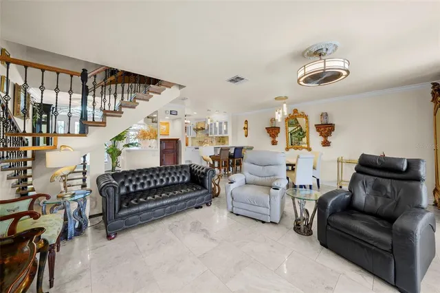 a living room with furniture