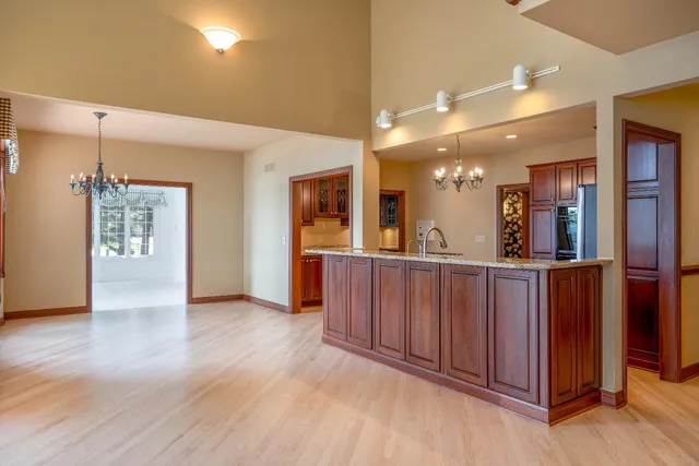 a view of a kitchen and a window
