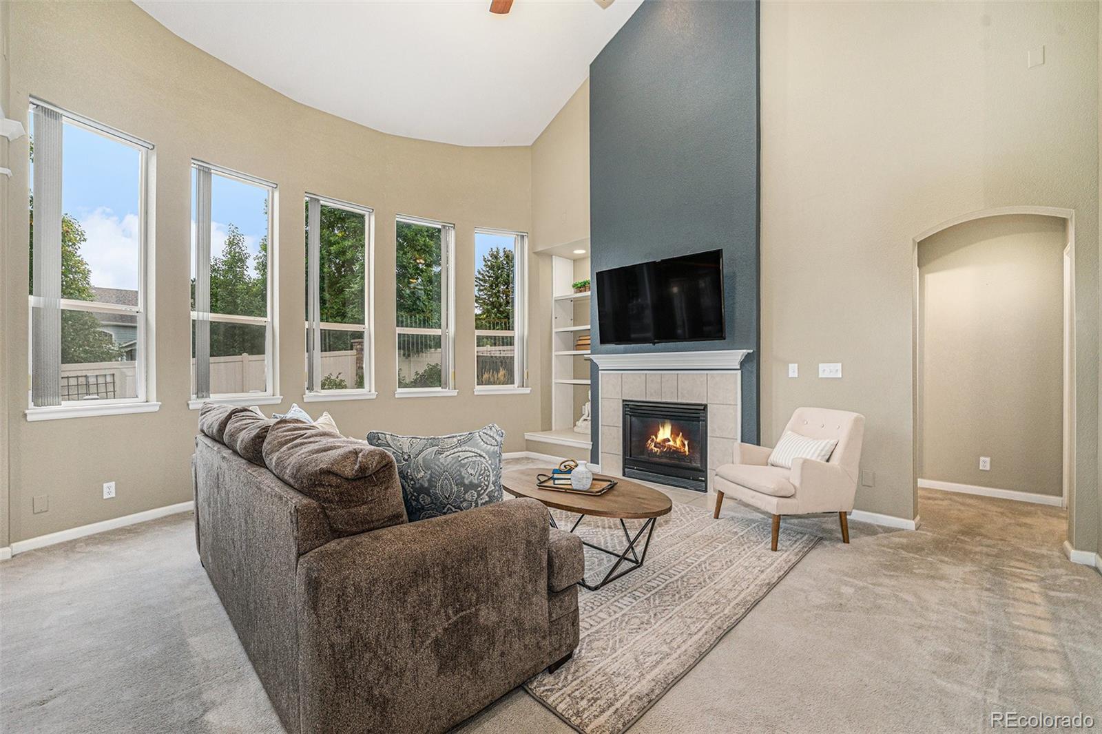 9705 Carr Circle Westminster, CO 80021 - Photo 12 of 43 a living room with furniture a fireplace and a flat screen tv
