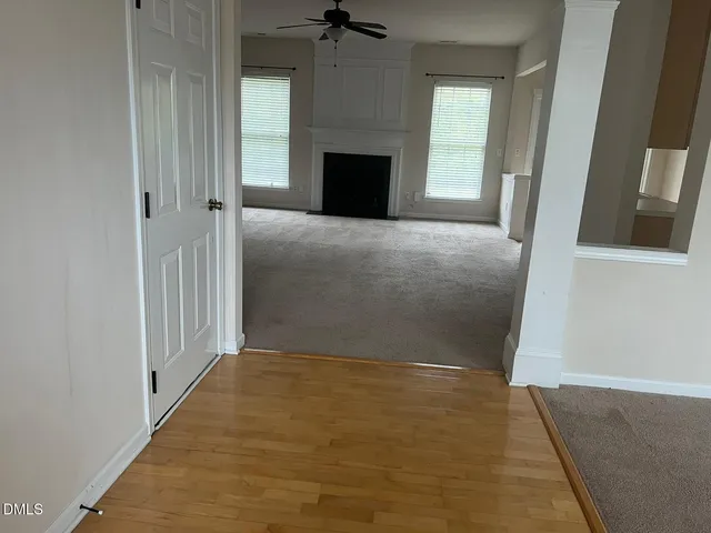 an empty room with windows