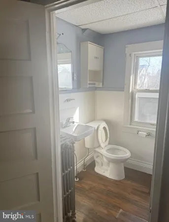 a bathroom with a toilet a sink and a window