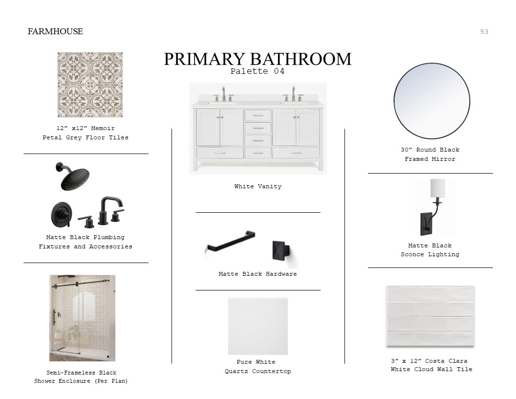 4083 Ranch Home Drive Waller, TX 77484 - Photo 24 of 34 Farmhouse Look Palette 4: Primary Bathroom Selection Sheet (*Artist rendering used for illustration purposes only.)