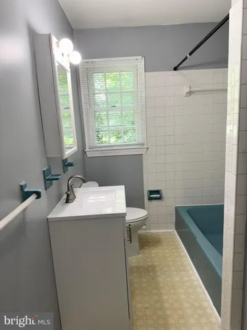 a bathroom with a sink a toilet and tub