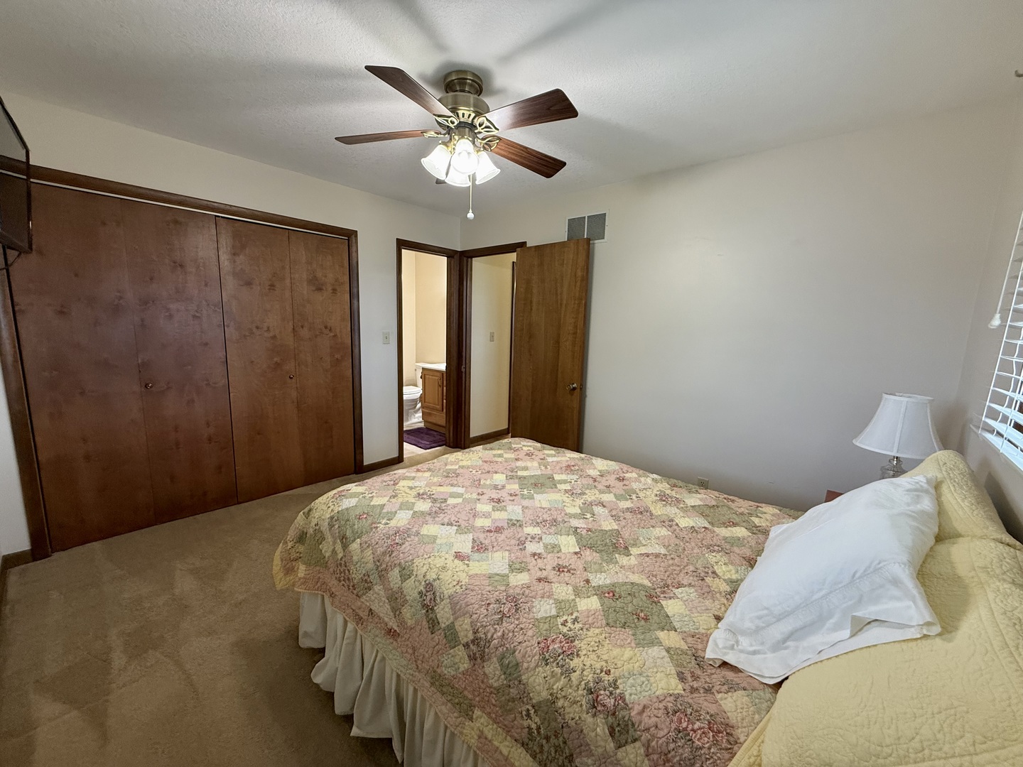203 West Summit Street Gifford, IL 61847 - Photo 13 of 22 a bedroom with a large bed and a chandelier