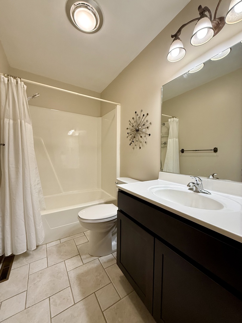 203 West Summit Street Gifford, IL 61847 - Photo 16 of 22 a bathroom with a double vanity sink toilet and shower