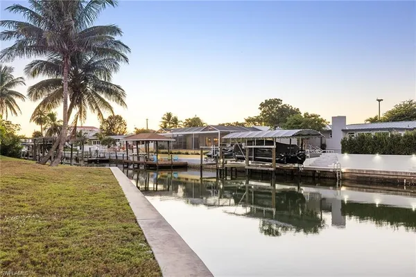 a view of a lake with houses