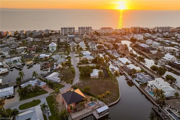 an aerial view of a city with houses