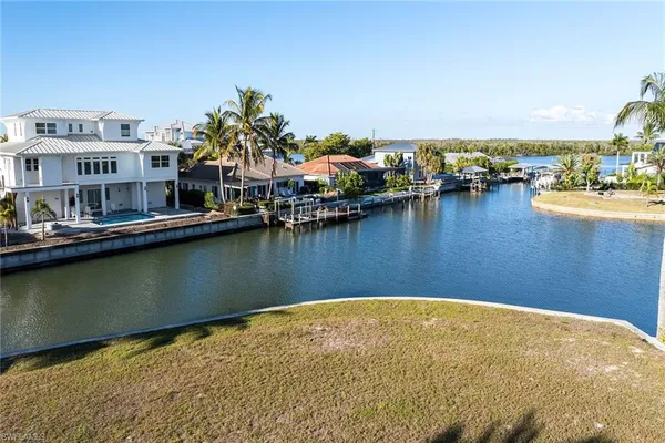 a view of a lake with houses