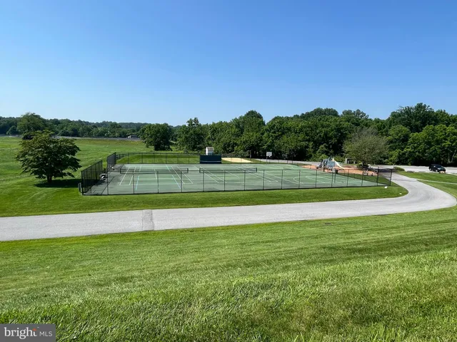 a view of a swimming pool with a yard