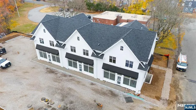 a view of a big white building