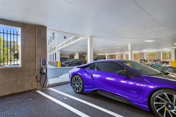 a car is parked in a garage