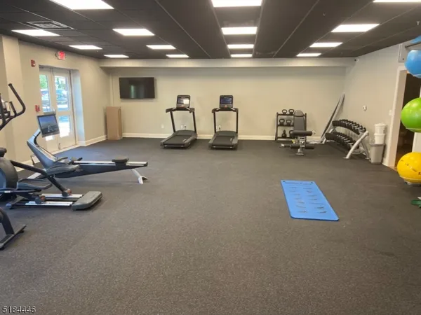 a room with gym equipment