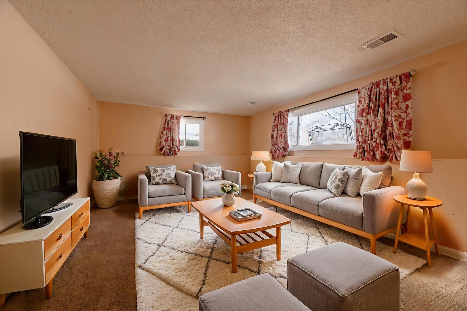 795 Plymouth Road Hoffman Estates, IL 60192 - Photo 20 of 26 a living room with furniture and a flat screen tv
