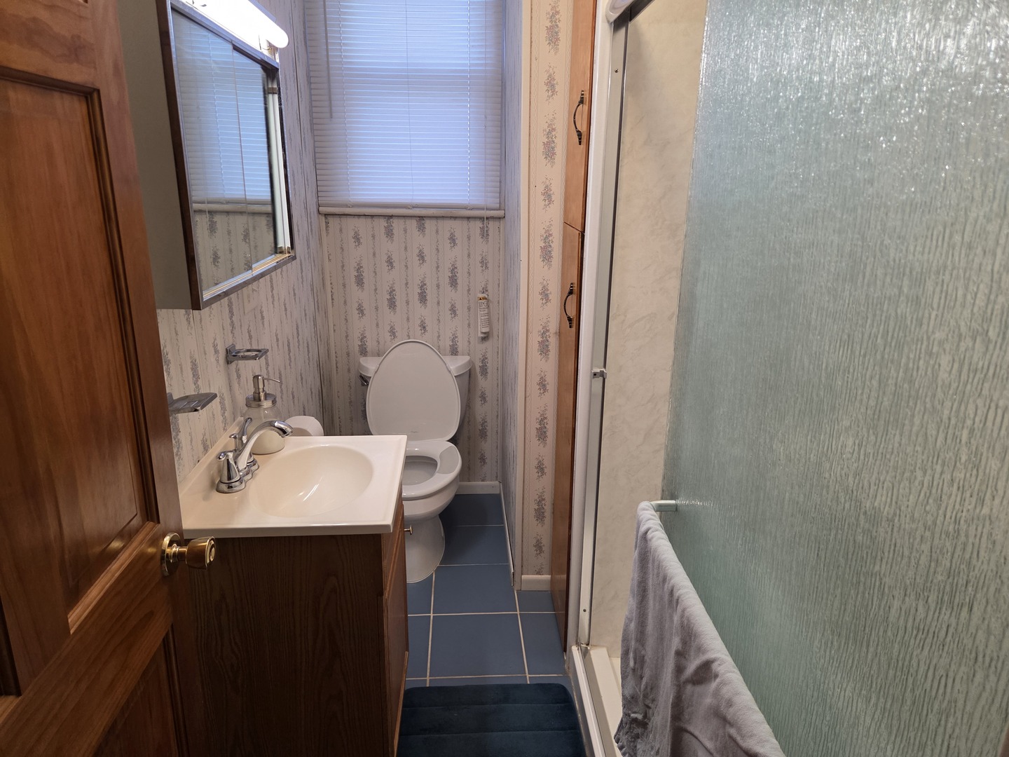 712 East Monroe Street Bloomington, IL 61701 - Photo 24 of 34 a bathroom with a sink a toilet and mirror