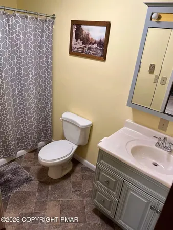 a bathroom with a toilet a sink and a mirror