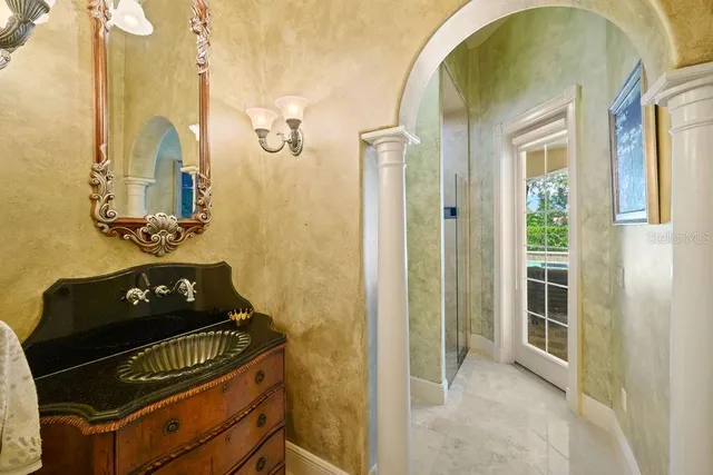a spacious bathroom with a shower