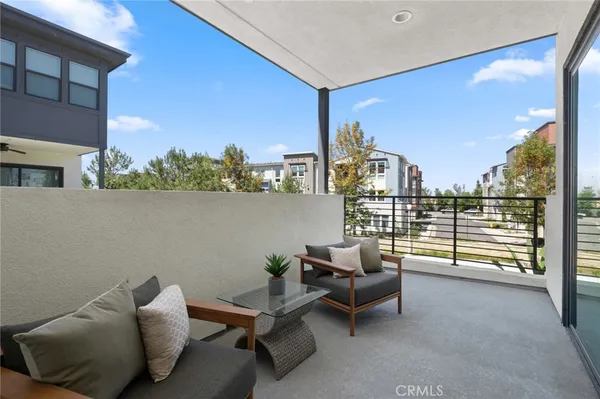 a roof deck with couch