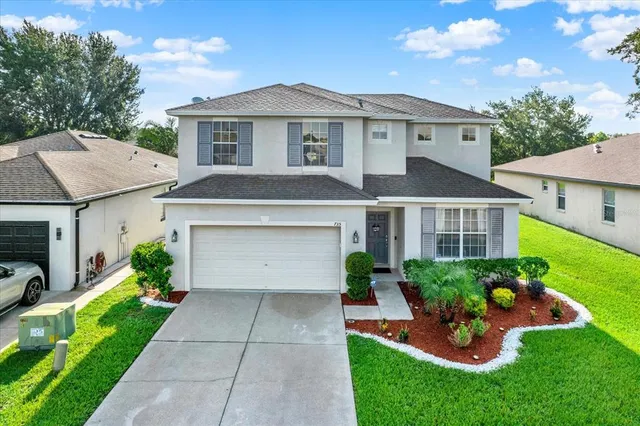 an aerial view of a house