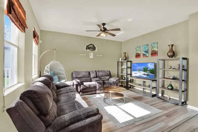 a living room with furniture and a flat screen tv