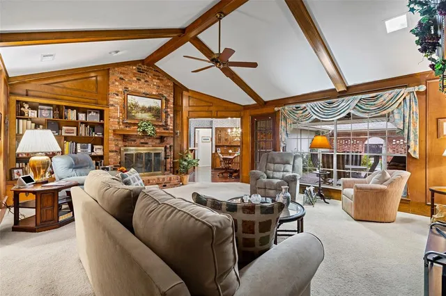 a outdoor living and dining area with furniture