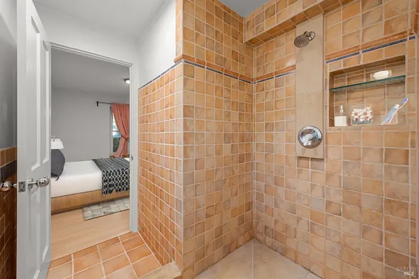 a bathroom with a shower