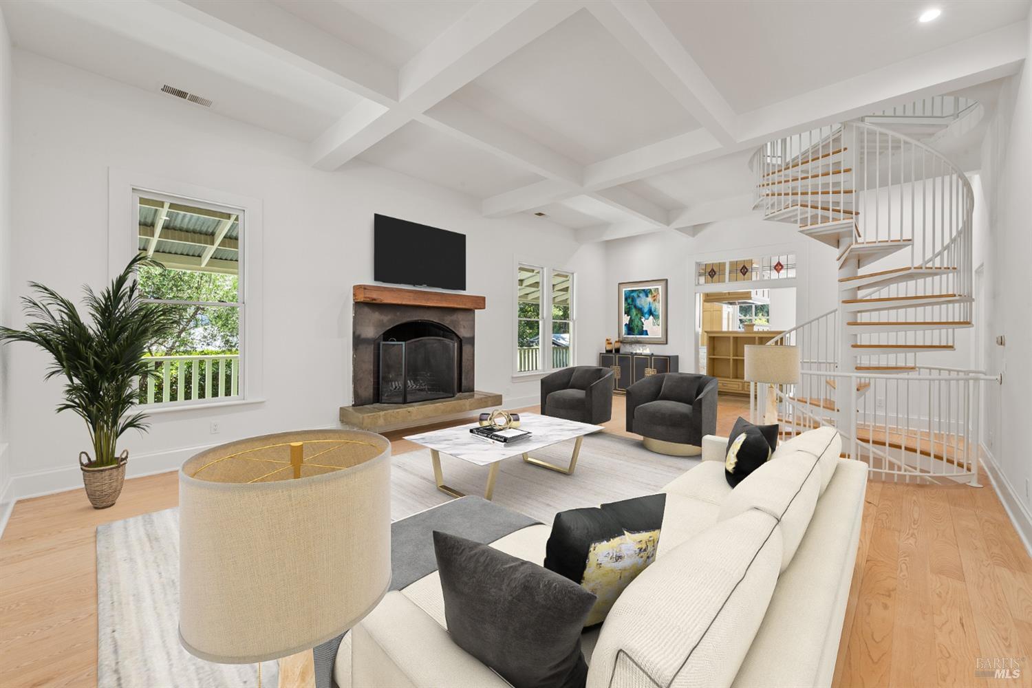 1533 Allyn Avenue St. Helena, CA 94574 - Photo 3 of 33 a living room with furniture fireplace and a flat screen tv