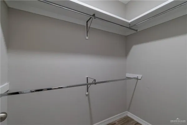 a view of small space with racks on the wall