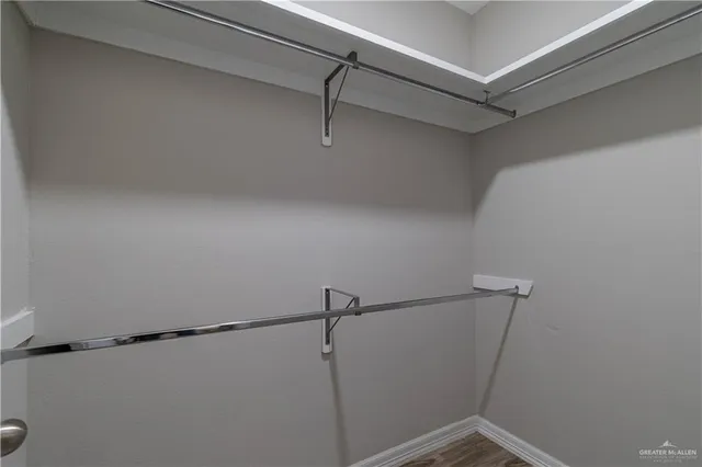 a view of small space with racks on the wall