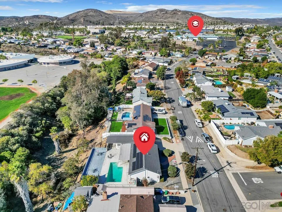 9326 Oakbourne Road Santee, CA 92071 - Photo 41 of 41 an aerial view of residential houses with outdoor space and swimming pool